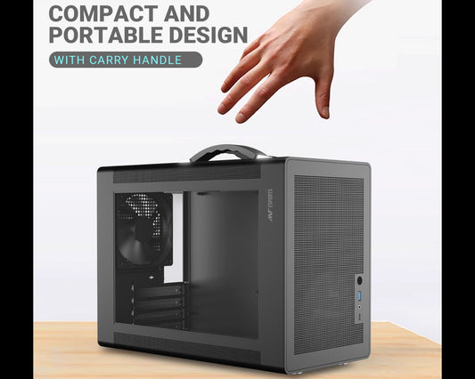 Ant Esports Box C Air Mini Tower Micro-ATX, Mini-ITX Grey Cabinet 120mm Fan
