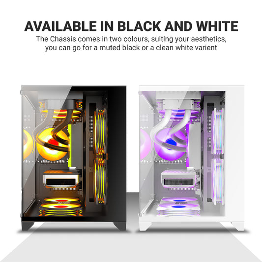 Ant Esports crystal Z2 Mid-Tower Micro-ATX, Mini-ITX White Cabinet 3x120mm Fan