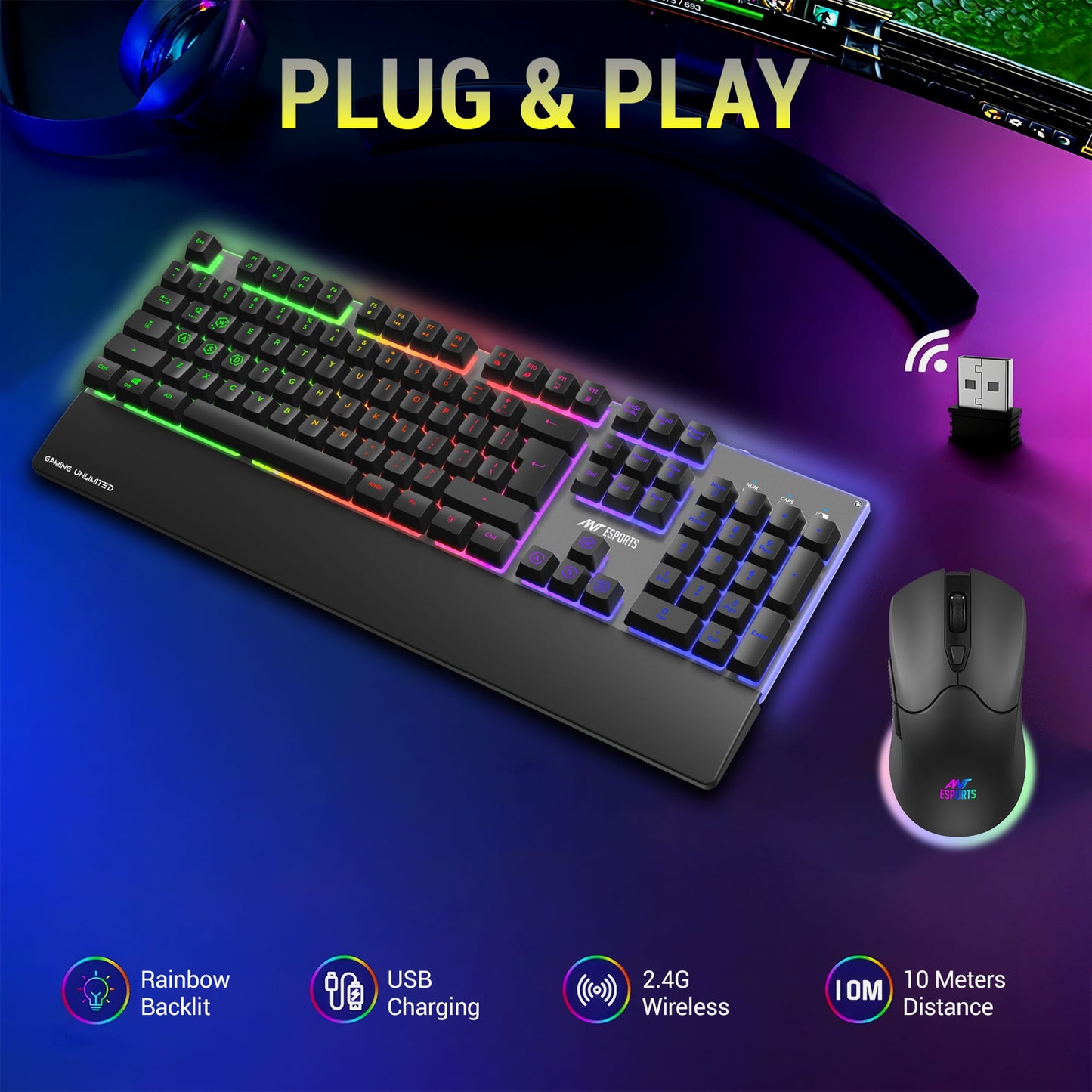 Ant Esports KM550PRO Wireless Keyboard & Mouse Combo – Black