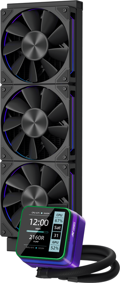 Ant Esports Glacius-360D 360mm ARGB AM5/LGA1851 Black AIO Liquid Cooler with display