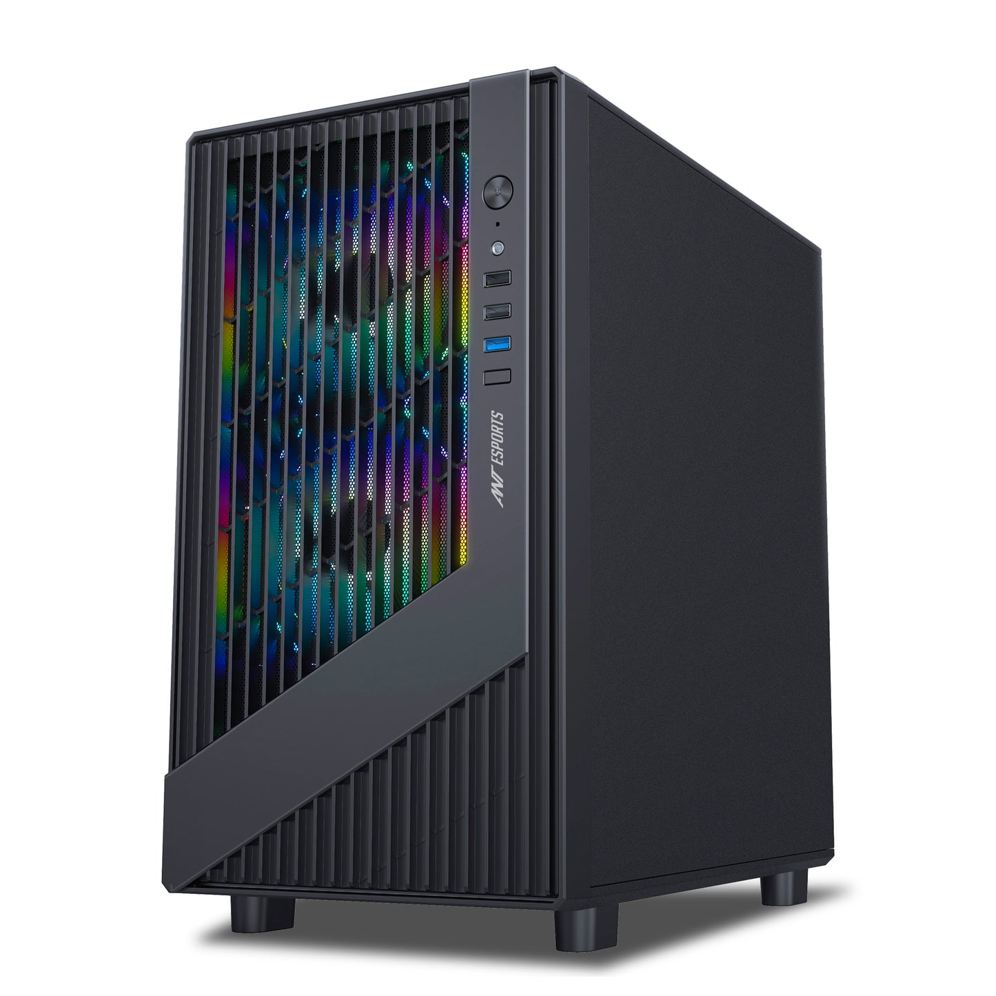 Ant Esports 120 Air Mini Tower M-ATX M-ITX Black Cabinet 3x120mm Static RGB Fans