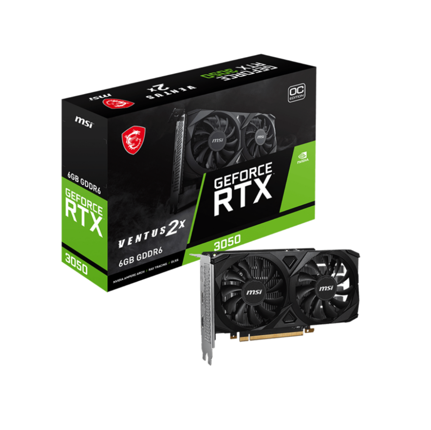 MSI GeForce RTX 3050 Ventus 2X 6G OC, Graphic Card