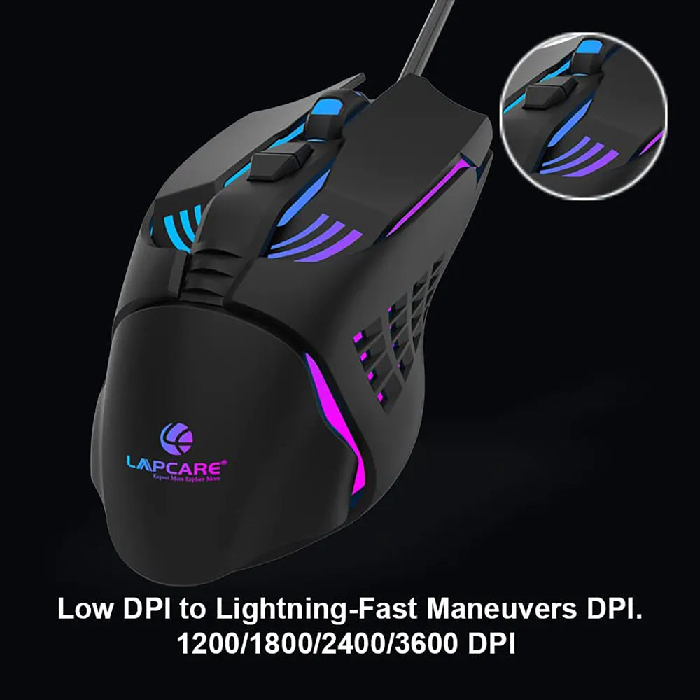 LAPCARE Champ LGM-105 Wired Gaming Mouse (Black)