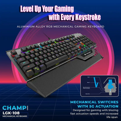 LAPCARE Champ (LGK-108) Full Anti ghosting Mechanical RGB Gaming Keyboard