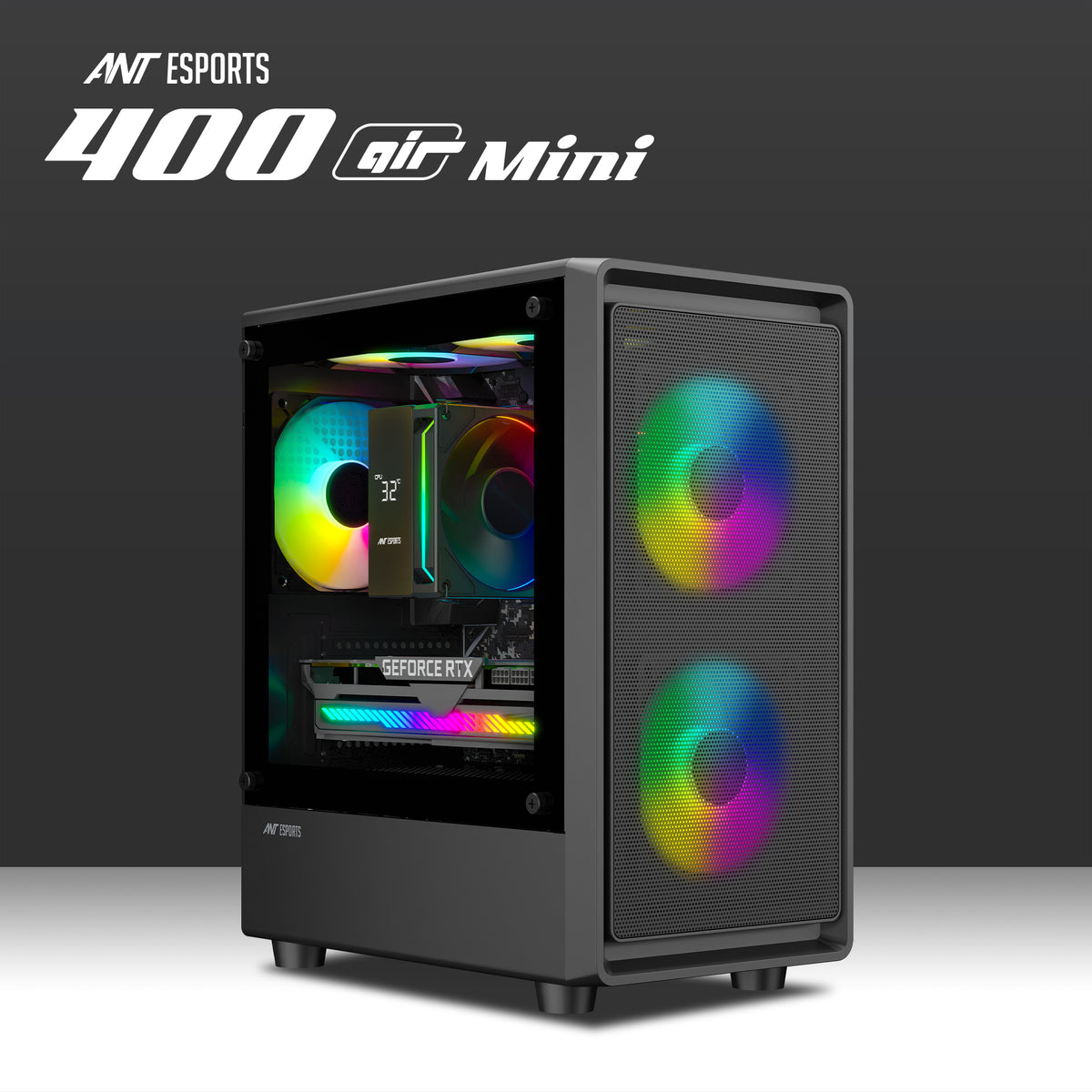 Ant Esports 400 Air mini (M-ATX/M-ITX) Black Cabinet 3x120mm Fans