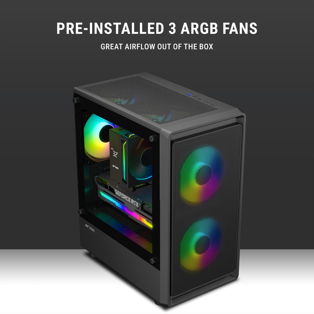 Ant Esports 400 Air mini (M-ATX/M-ITX) Black Cabinet 3x120mm Fans