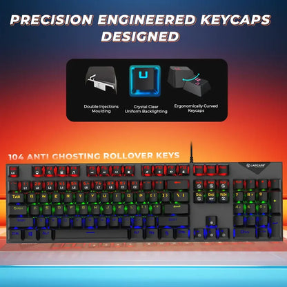 LAPCARE Champ (LGK-105) Full Anti Ghosting Mechanical RGB Gaming USB-A Keyboard, Blue Axis Keys