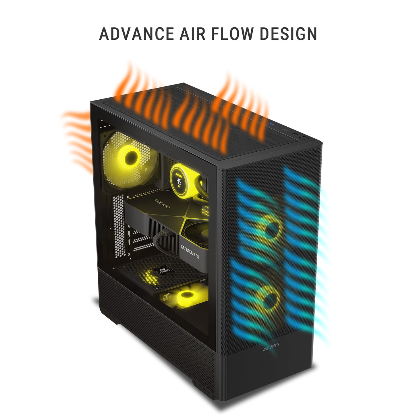 Ant Esports 511 Air 5F Mid Tower (E-ATX/ATX/M-ATX/M-ITX) Black Cabinet 2x120mm 3x140mm Fans