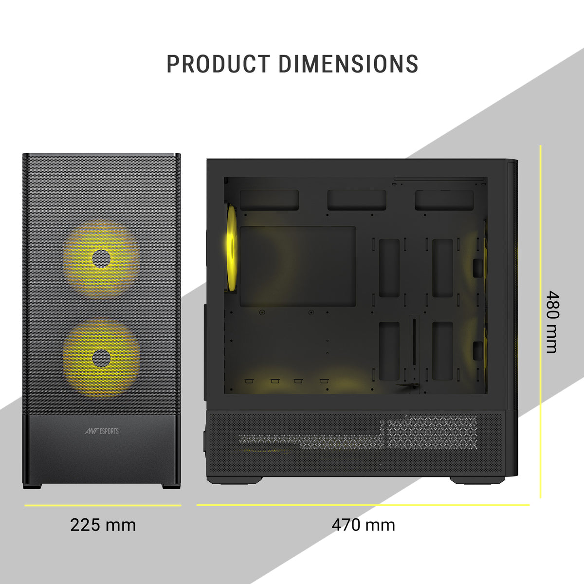 Ant Esports 511 Air 5F Mid Tower (E-ATX/ATX/M-ATX/M-ITX) Black Cabinet 2x120mm 3x140mm Fans