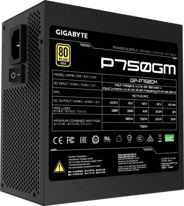 Gigabyte 750W 80 Plus Gold Power Supply GP-P750GM