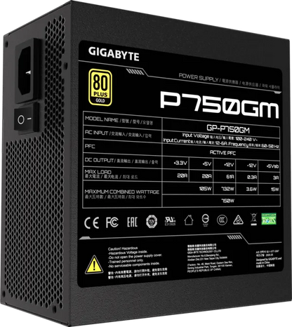 Gigabyte 750W 80 Plus Gold Power Supply GP-P750GM