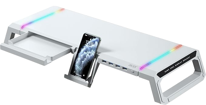 Acer Ergo Monitor Stand, RGB Lighting, 4-Port USB Hub, (white)