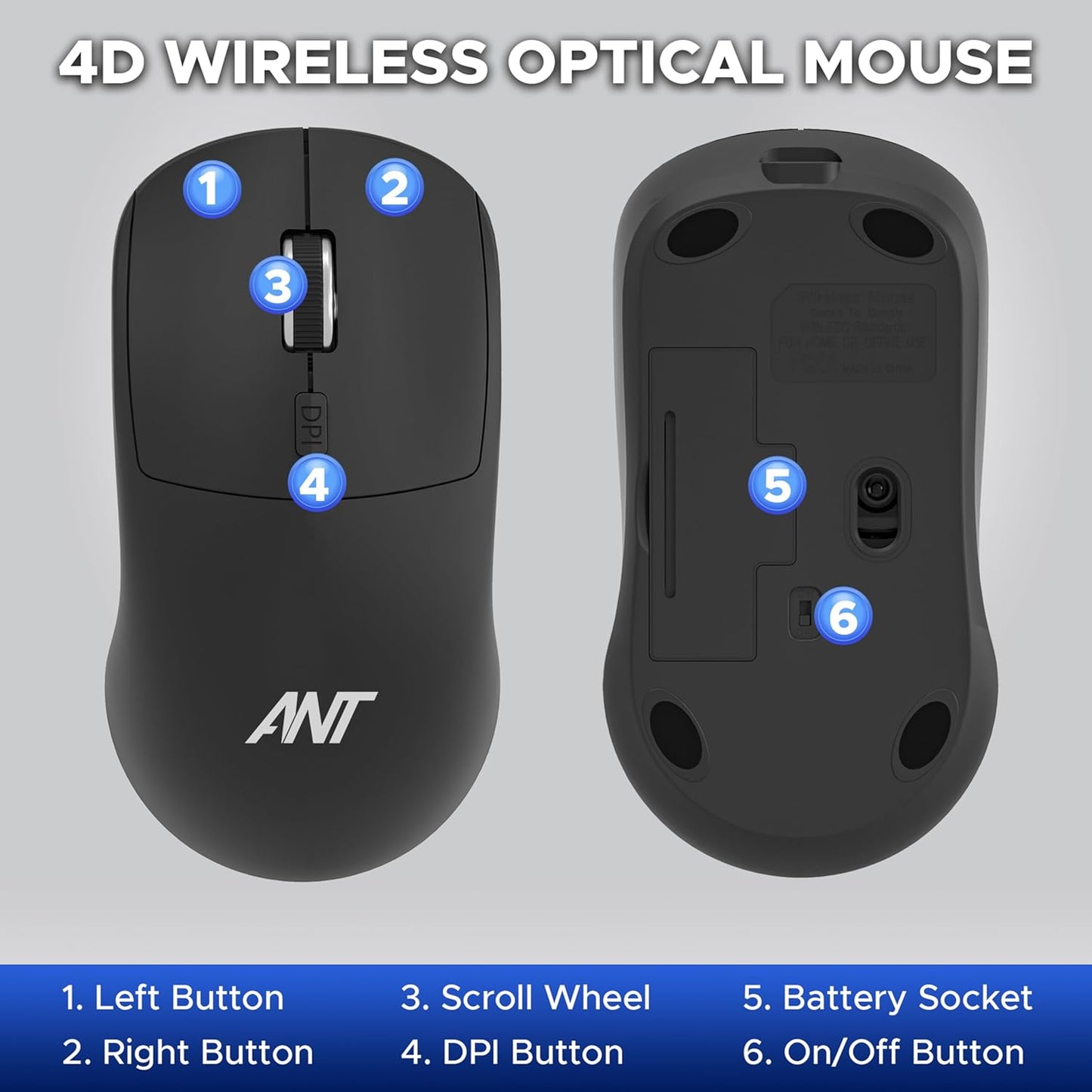 Ant Globe20 Wireless Optical Mouse - Black