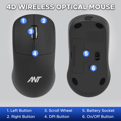 Ant Globe20 Wireless Optical Mouse - Black