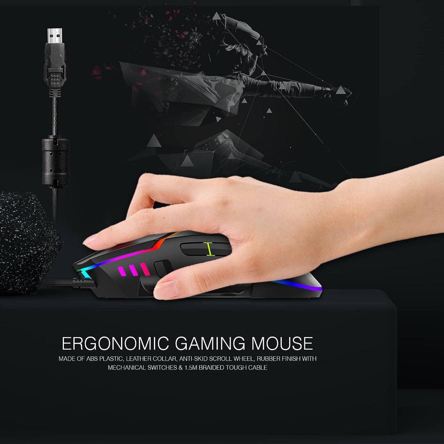 Ant Esports GM320 12800DPI RGB Wired Gaming Mouse Black