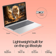HP 15, 12 Gen Intel Core i5-1235U, 8GB DDR4, 512GB SSD, 15.6-inch(39.6cm), Anti-glare, Micro-edge, FHD Laptop, Intel UHD Graphics, 1080p FHD camera, Backlit KB(Win11, Office21, Silver,1.59kg) fd0070TU