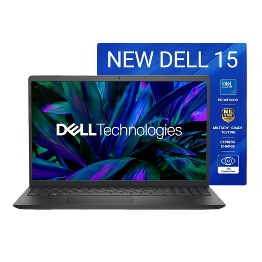 Dell 15 Laptop, Intel Core 3 100U Processor, 8GB, 512GB, Intel UHD Graphics Graphics, 15.6" FHD 120Hz IPS 250 nit Display, 12 Months Mcafee, Win 11 + Office H&S 2024, Black