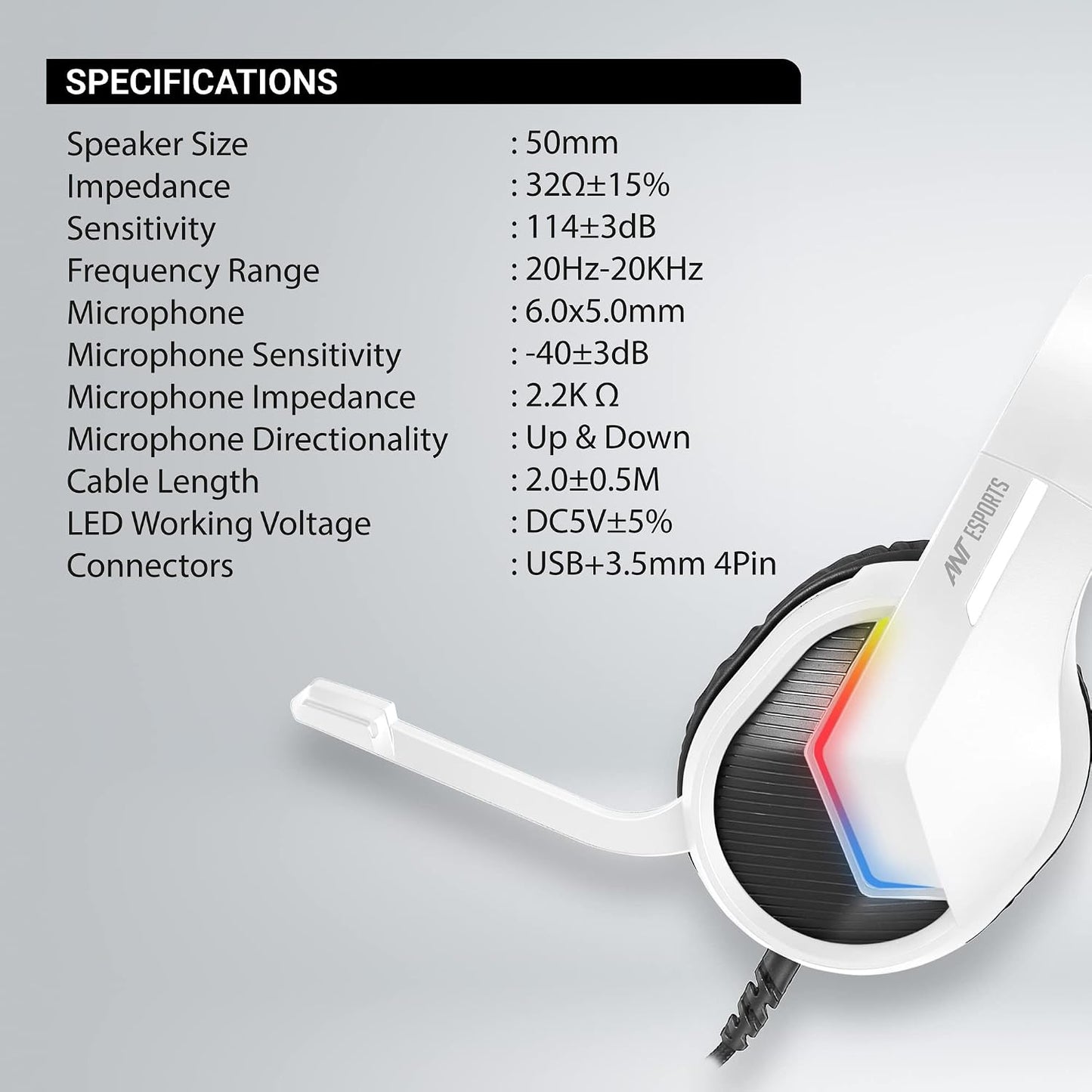Ant Esports H1100 Pro RGB Wired  Gaming Headphones