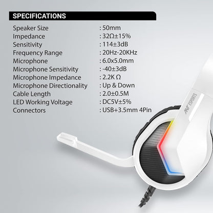 Ant Esports H1100 Pro RGB Wired  Gaming Headphones