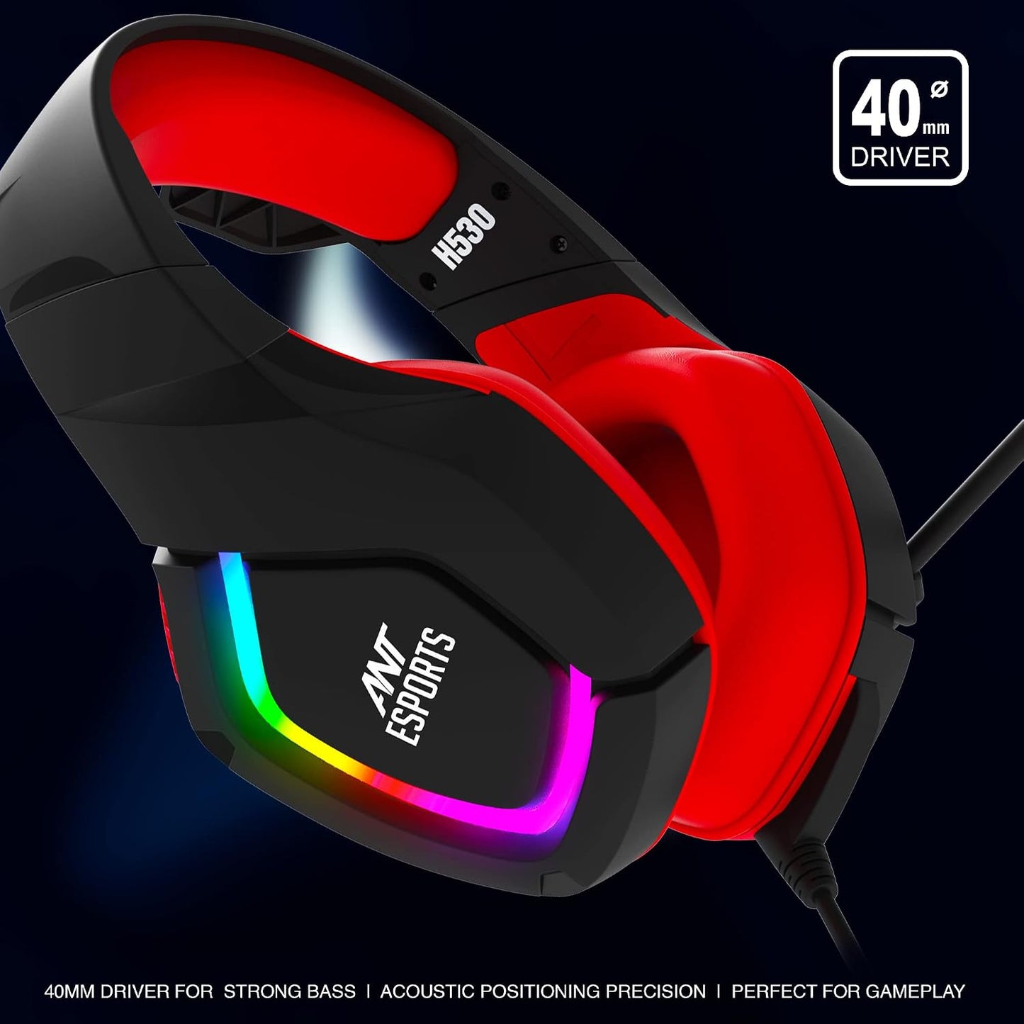 Ant Esports H530 RGB Gaming Headset - Black Red