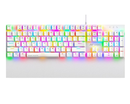 Ant Esports MK4100 RGB Mechanical Wired Gaming Keyboard White Hot-Swappable Per-Key RGB Brown Outemu Switches