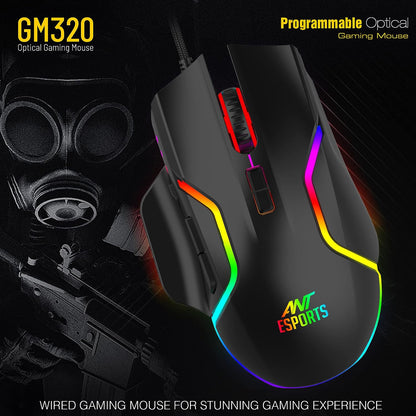 Ant Esports GM320 12800DPI RGB Wired Gaming Mouse Black