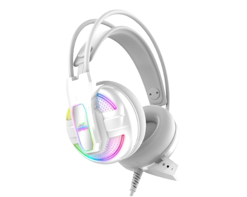 Ant Esports H525 Pro RGB Gaming Headset Gaming Over Ear Wired Headphones with Mic Mobile_White