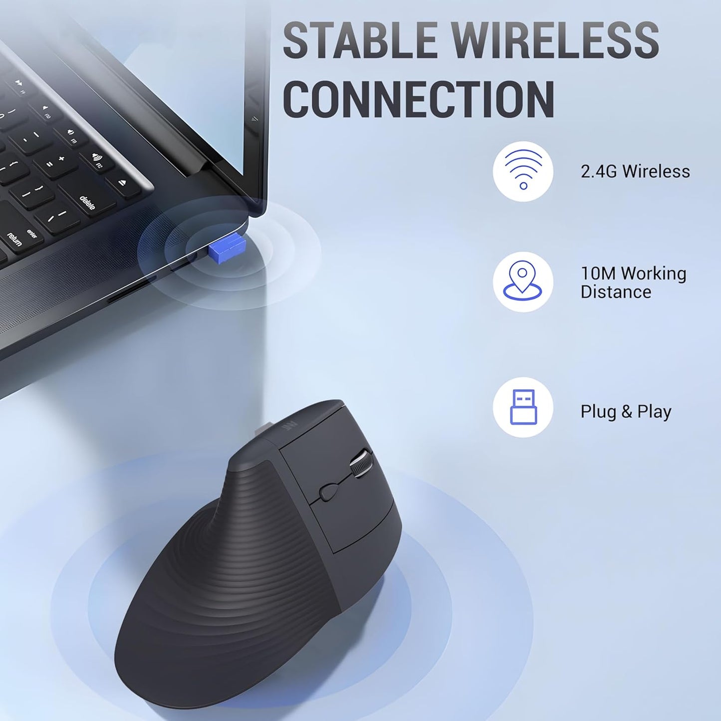Ant M200 Wireless Ergonomic Vertical Mouse - Black