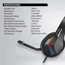 Ant Esports H1100 Pro Wired RGB Black Headphone 50mm Drivers