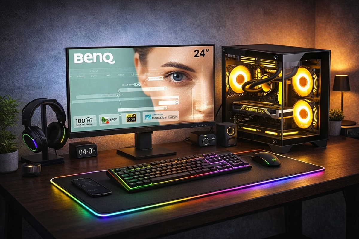 Gaming PC - Ryzen 5 7500F/RTX 3050 8GB/16GB DDR5 RAM/500GB NVMe SSD/24" 180Hz Gaming Monitor/Keyboard & Mouse