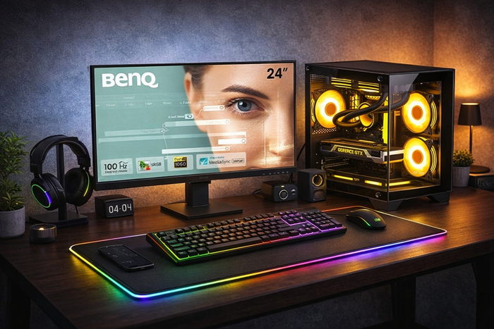 Gaming PC - Ryzen 5 7500F/RTX 3050 8GB/16GB DDR5 RAM/500GB NVMe SSD/24" 180Hz Gaming Monitor/Keyboard & Mouse
