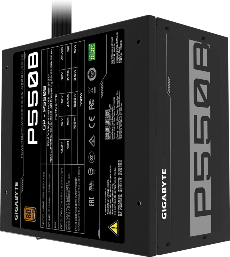 Gigabyte P550B 550 Watt 80 Plus Bronze SMPS