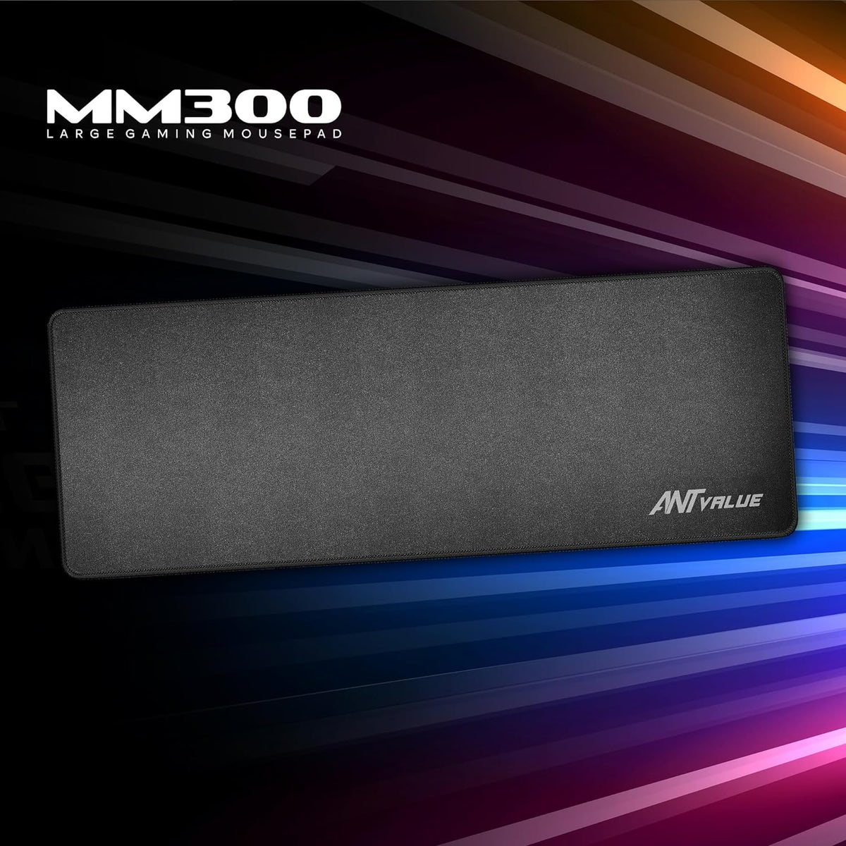 Ant Value MM300 Gaming Mouse Pad-L- Large with Stitched Edges, Waterproof Non-Slip Base for Gaming & Office – Black