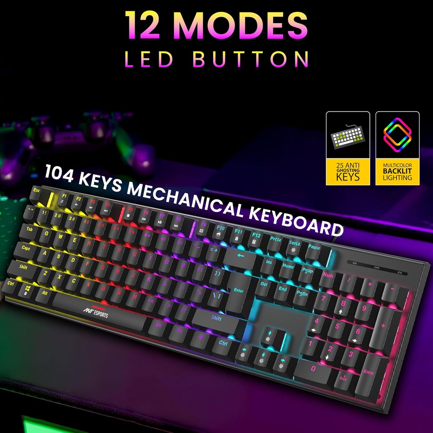 Ant Esports Thunder 30 Wired Mechanical Keyboard & Mouse Gaming Combo (Red Switches) - Black (R-41179400)