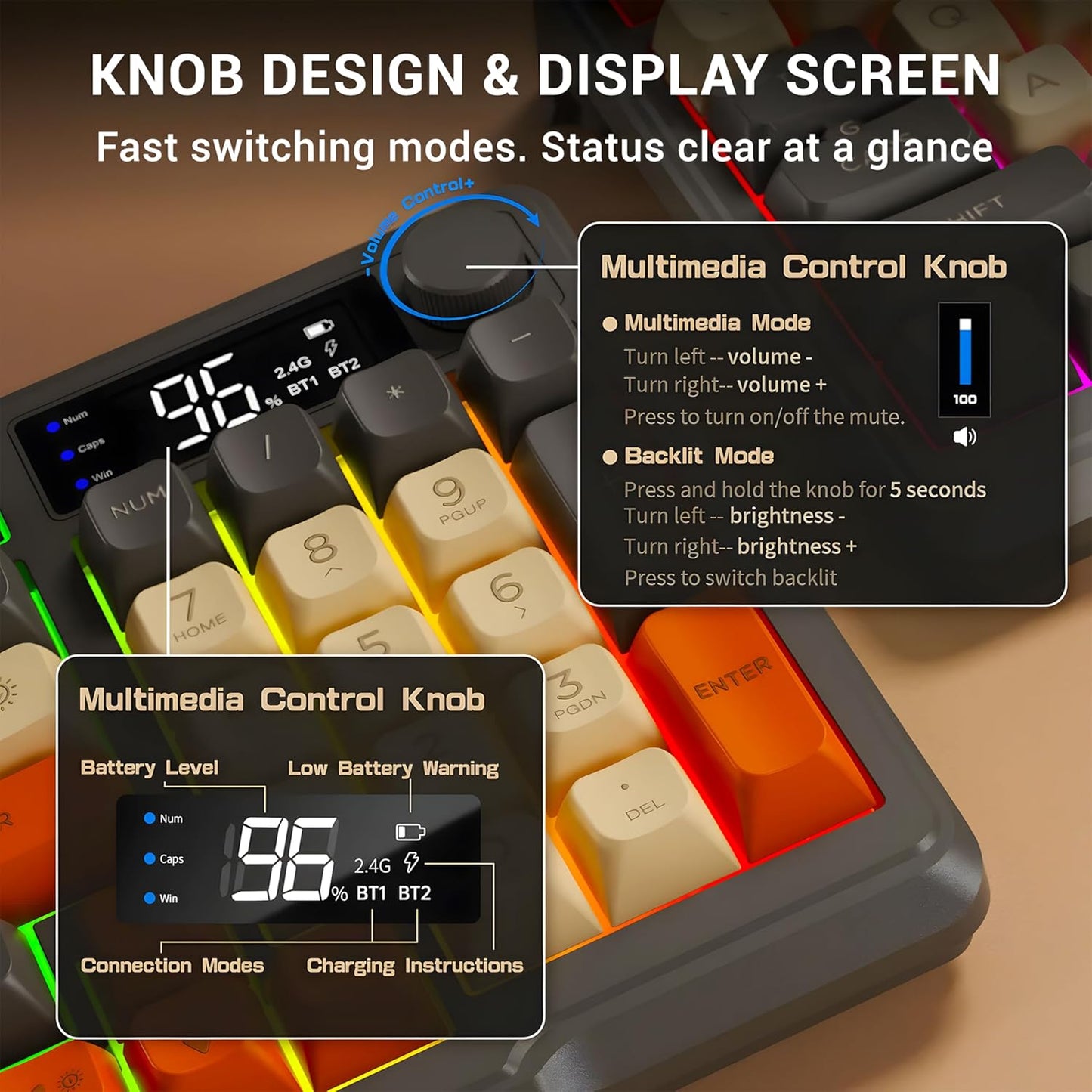 Ant Esports MK801 V2 Pro Wireless Mecha Membrane Backlit Gaming Keyboard
