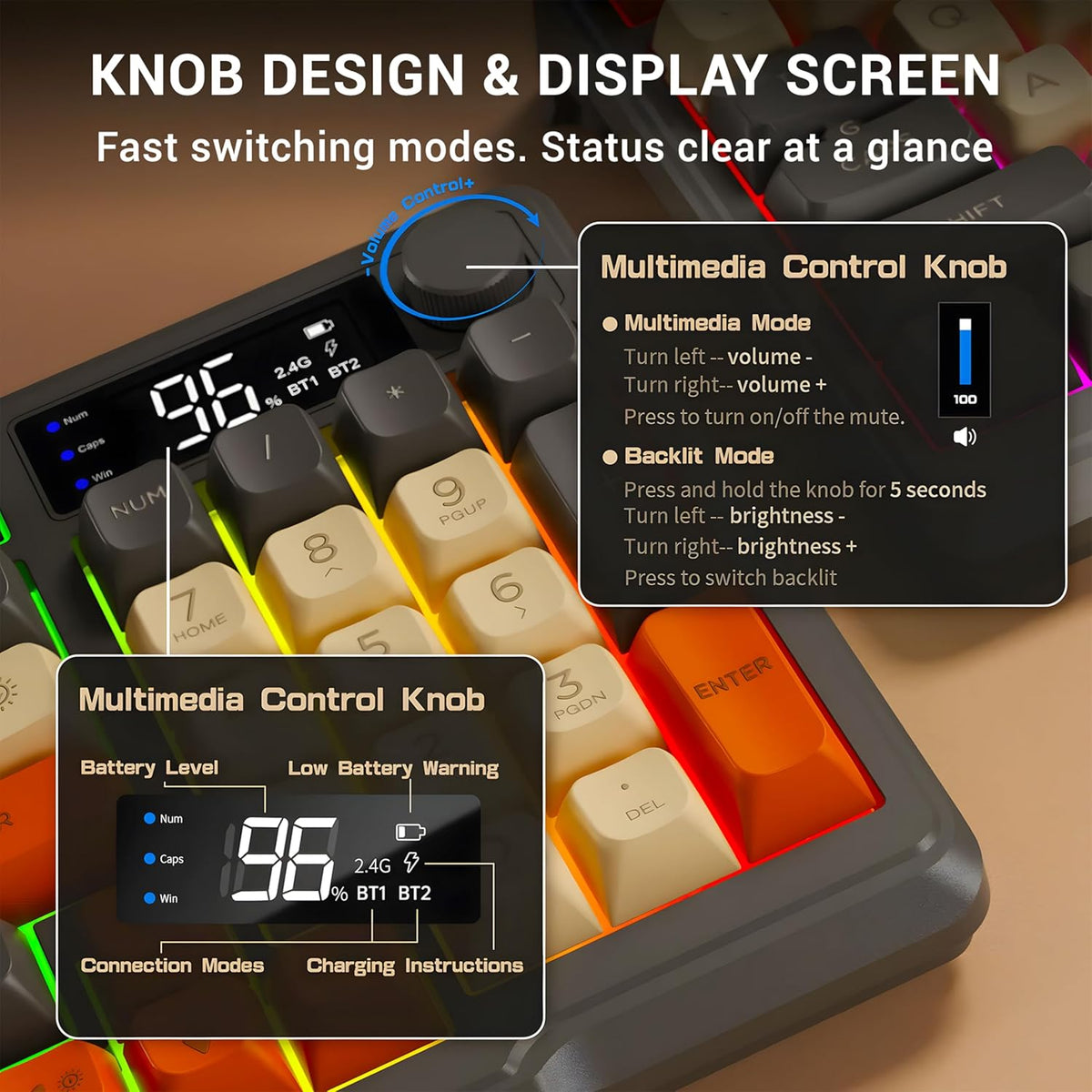 Ant Esports MK801 V2 Pro Wireless Mecha Membrane Backlit Gaming Keyboard