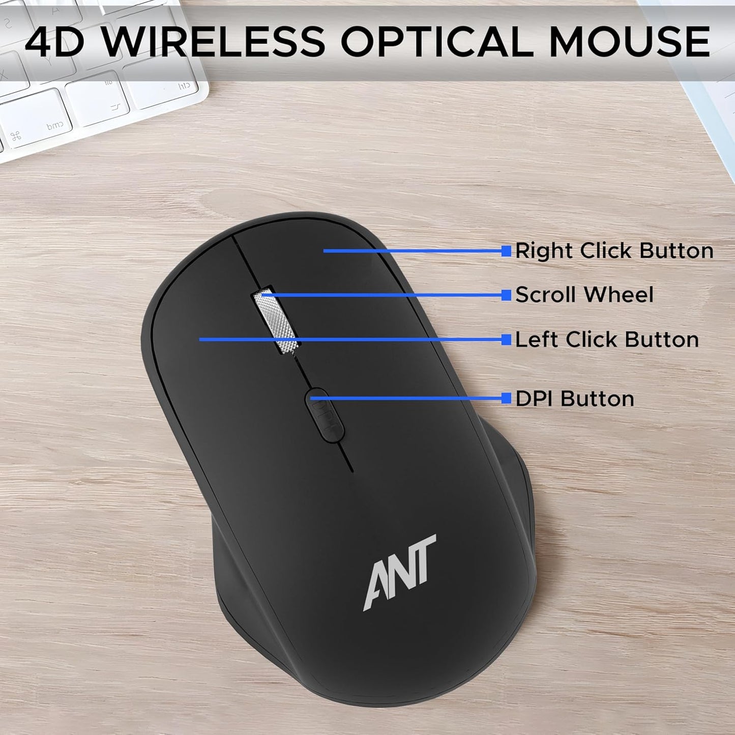 Ant Globe30 Wireless Optical Mouse - Black