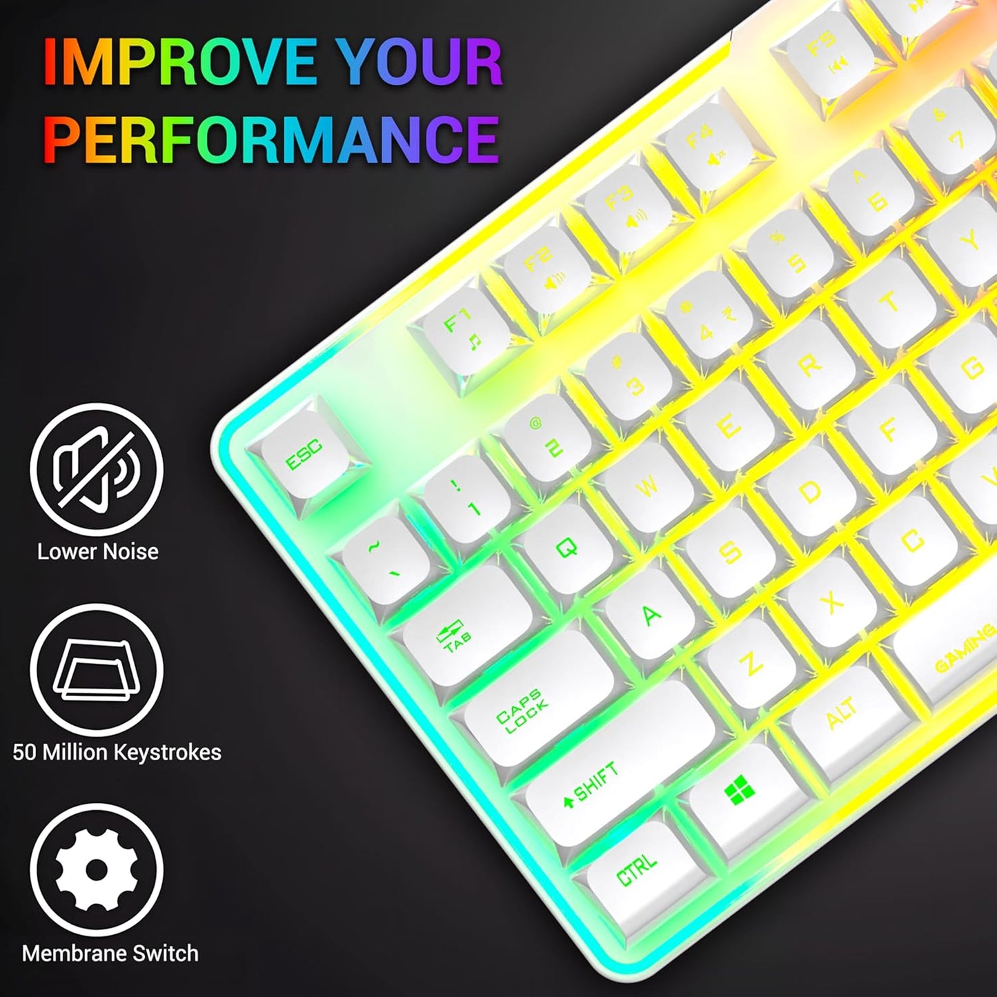 Ant Esports MK720 Pro V2 Membrane Wireless Gaming Keyboard White