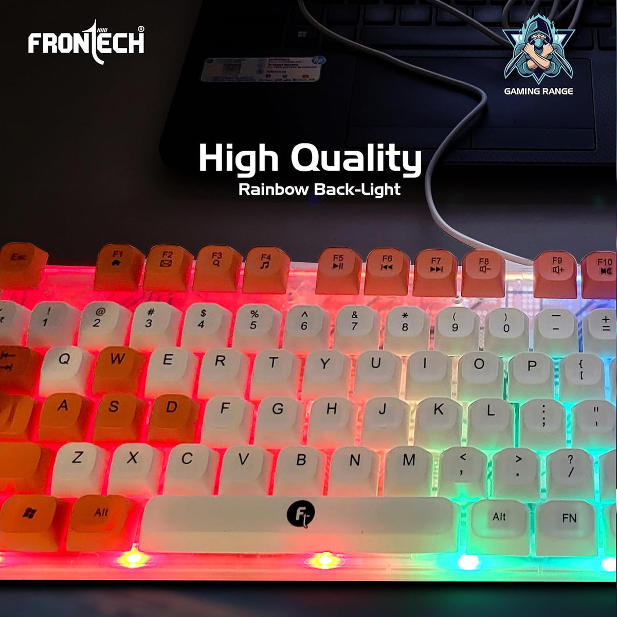 FRONTECH Nova Knight Gaming Keyboard and Mouse (KB-0043, Orange & White)