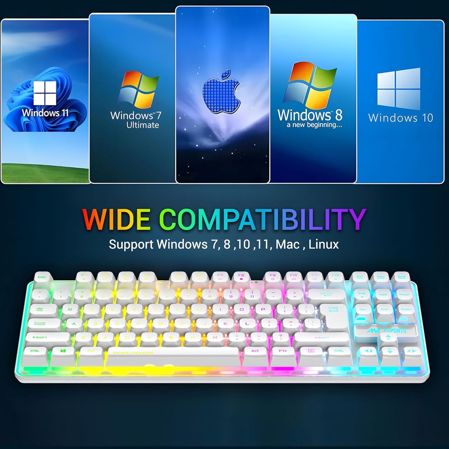 Ant Esports MK720 Pro V2 Membrane Wireless Gaming Keyboard White