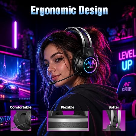 Ant Esports H950 Wired 7.1 USB RGB Gaming Headset - Black