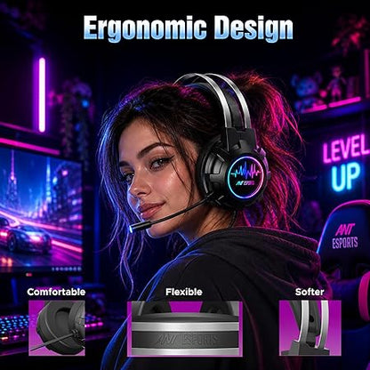 Ant Esports H950 Wired 7.1 USB RGB Gaming Headset - Black