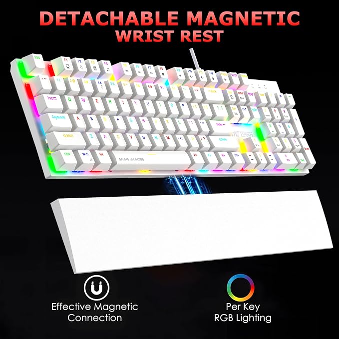 Ant Esports  MK4100 RGB Mechanical Gaming Keyboard - White - Red Switches