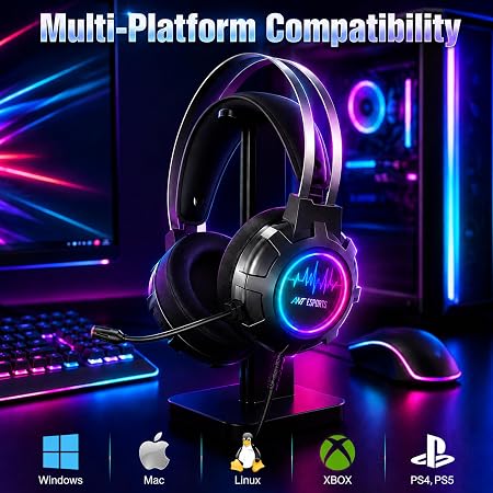 Ant Esports H950 Wired 7.1 USB RGB Gaming Headset - Black