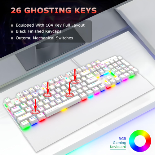 Ant Esports MK4100 RGB Mechanical Gaming Keyboard, Outemu Red Switches