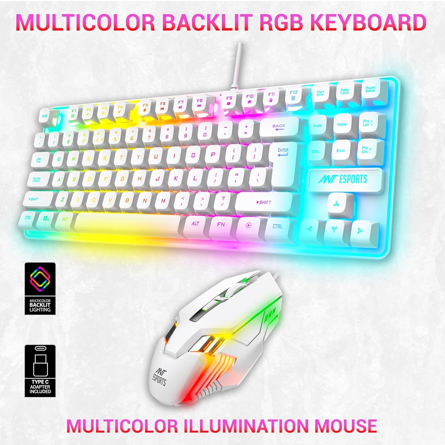 Ant Esports MK710 V2 Membrane TKL Wired Gaming Keyboard Mouse Combo