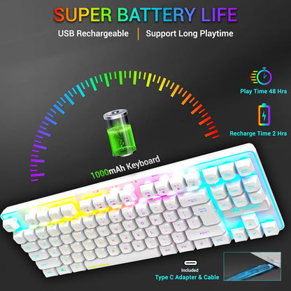 Ant Esports MK720 Pro V2 Membrane Wireless Gaming Keyboard White