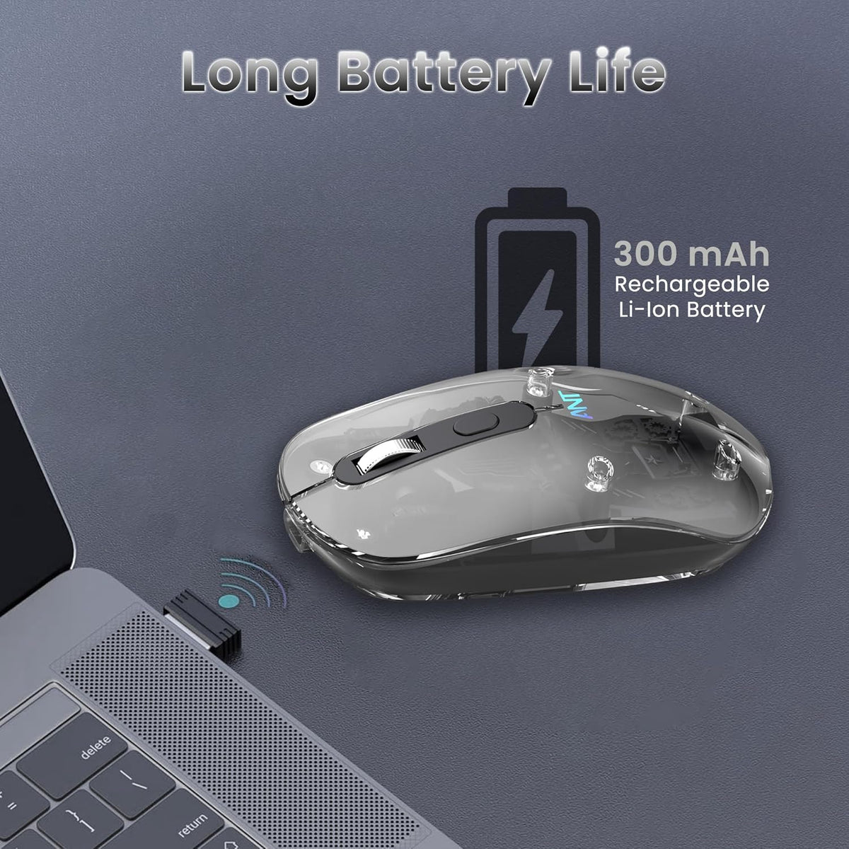 Ant OM140 PRO Wireless Optical Mouse - Black & Transparent