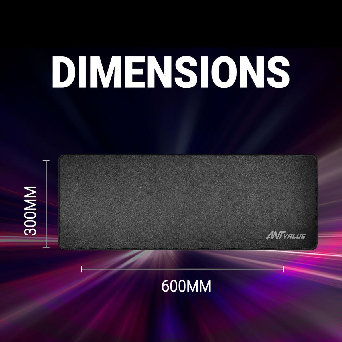 Ant Value MM300 Gaming Mouse Pad-L- Large with Stitched Edges, Waterproof Non-Slip Base for Gaming & Office – Black