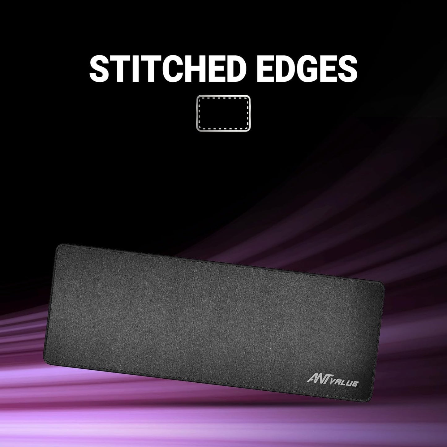 Ant Value MM300 Gaming Mouse Pad-L- Large with Stitched Edges, Waterproof Non-Slip Base for Gaming & Office – Black